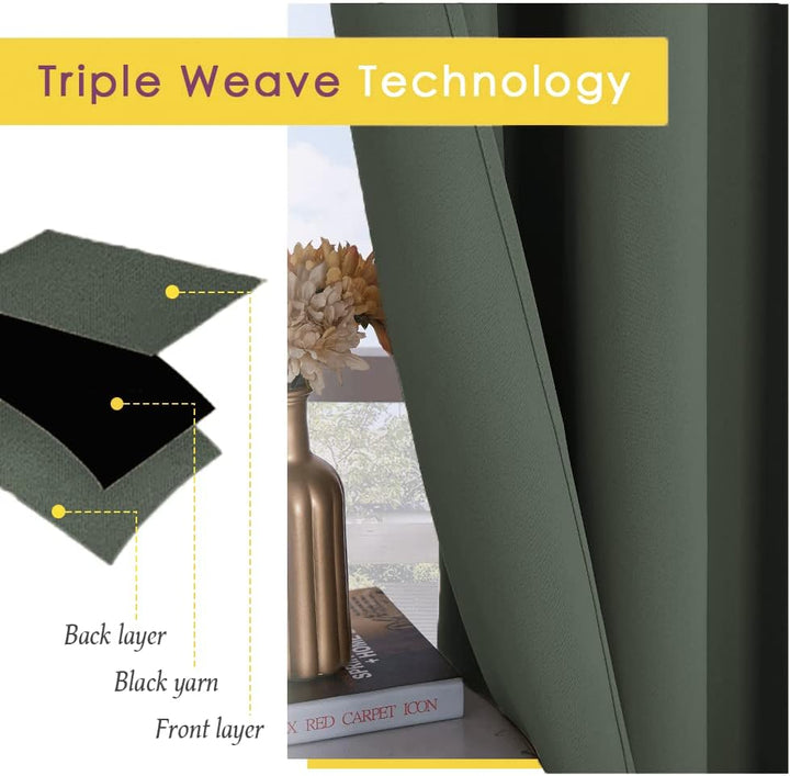 Triple-weave blackout fabric construction