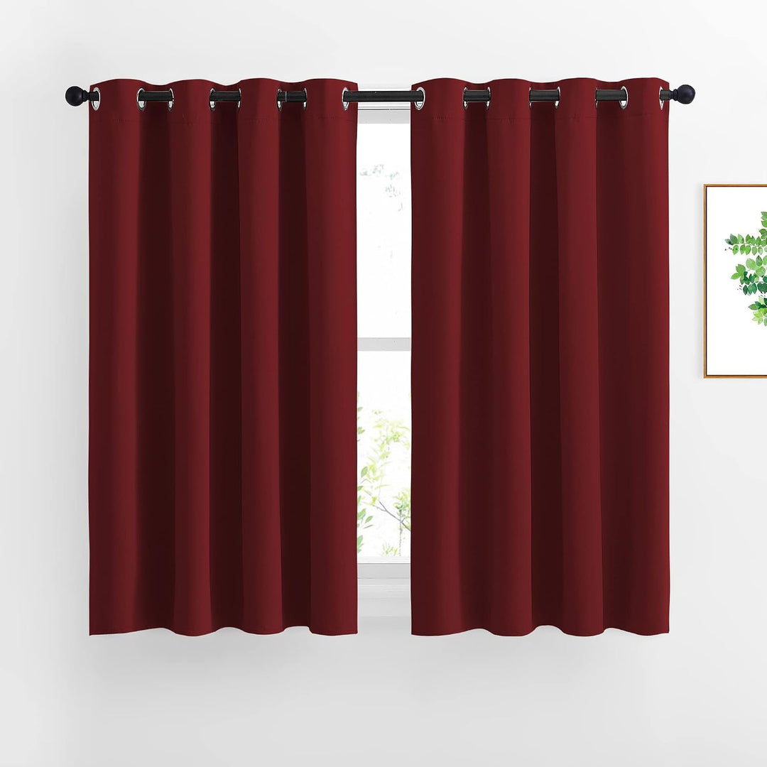Burgundy red blackout curtains, two panels