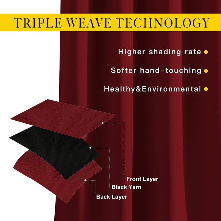 Burgundy red triple-weave blackout construction