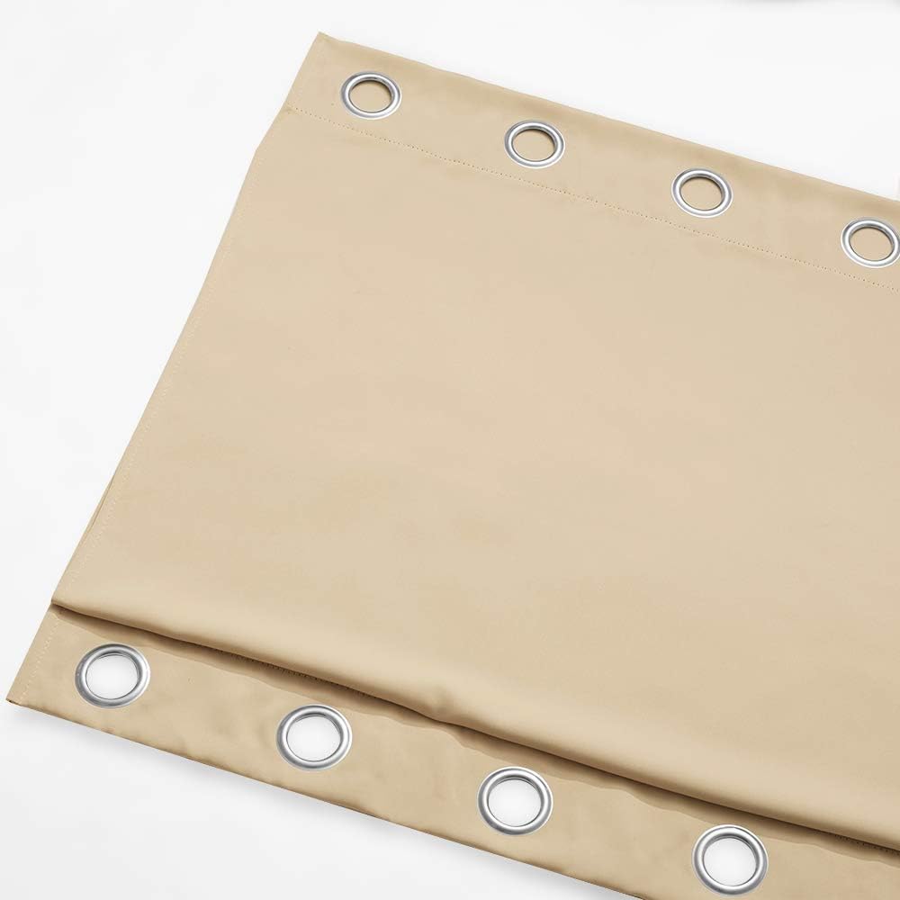 Single biscotti beige outdoor curtain panel with top and bottom grommets