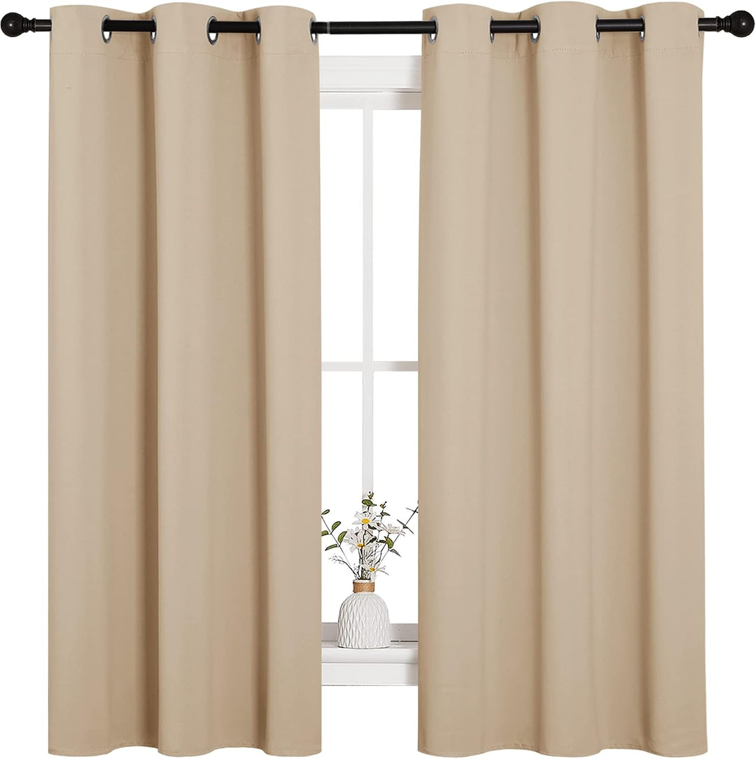 Biscotti beige blackout curtains, two panels