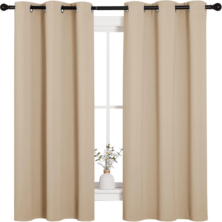 Biscotti beige blackout curtains, two panels