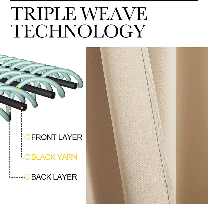 Triple-weave blackout curtain fabric detail