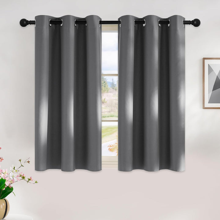 Grey 42 x 45 inch blackout grommet curtains, two panels