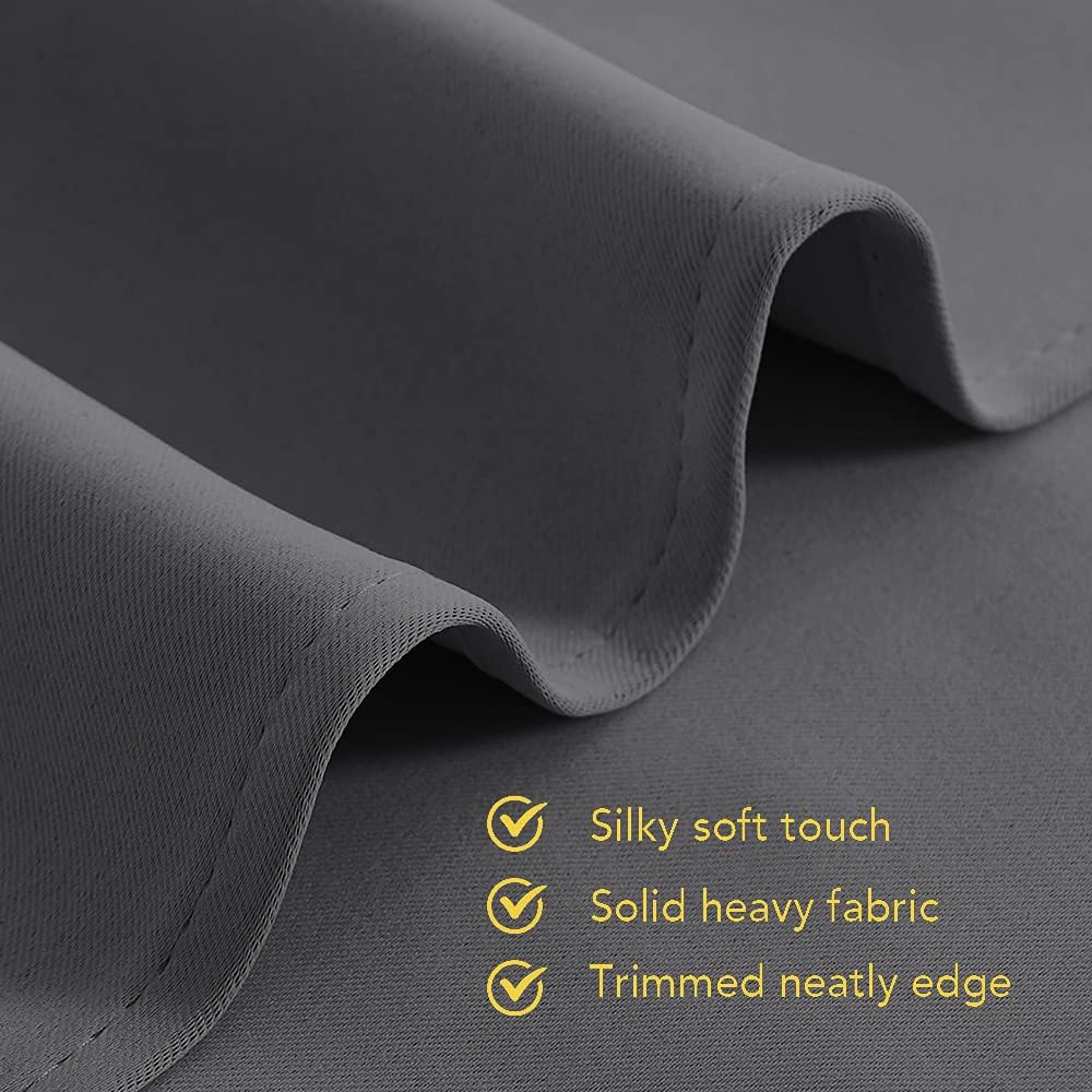 Hem and fabric detail on grey blackout curtain