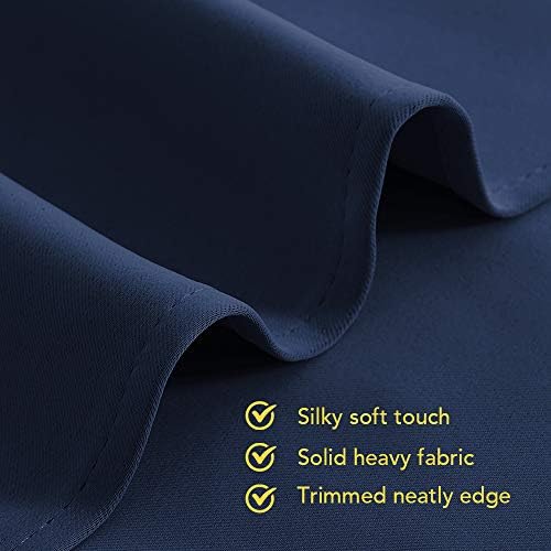 Navy blue curtain fabric and hem detail