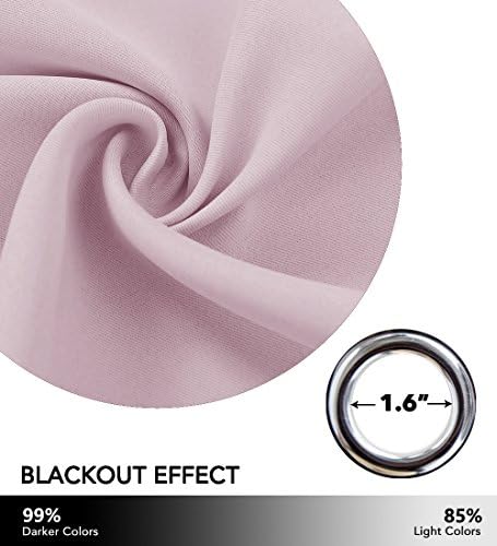 Baby pink blackout fabric and silver grommet detail