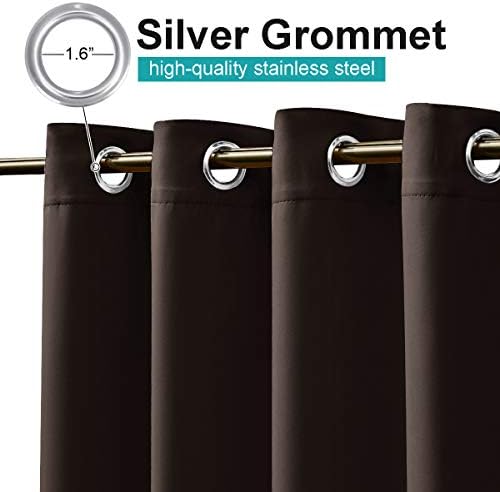 Rustproof silver grommet detail on toffee brown outdoor curtain