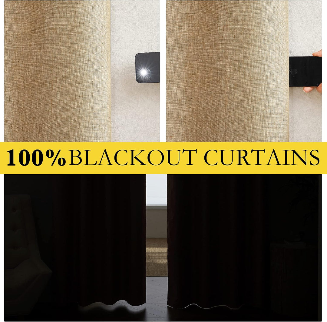 Camel blackout curtains demonstrating light blocking