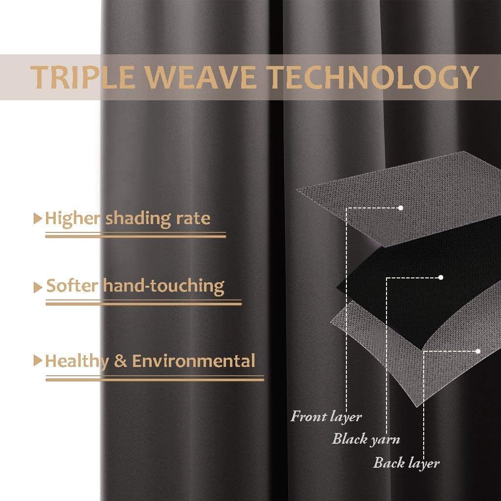 Grey outdoor curtain triple-weave fabric construction