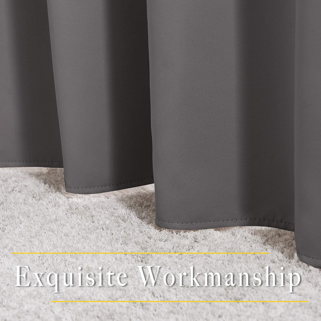 Grey blackout curtain hem and finish