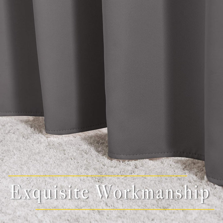 Grey blackout curtain hem and finish