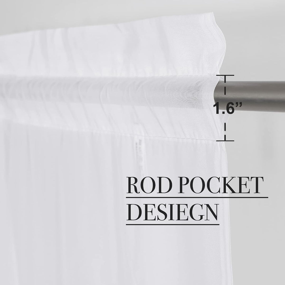 White sheer curtain rod pocket detail