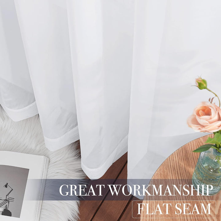 White sheer curtain flat seam finish