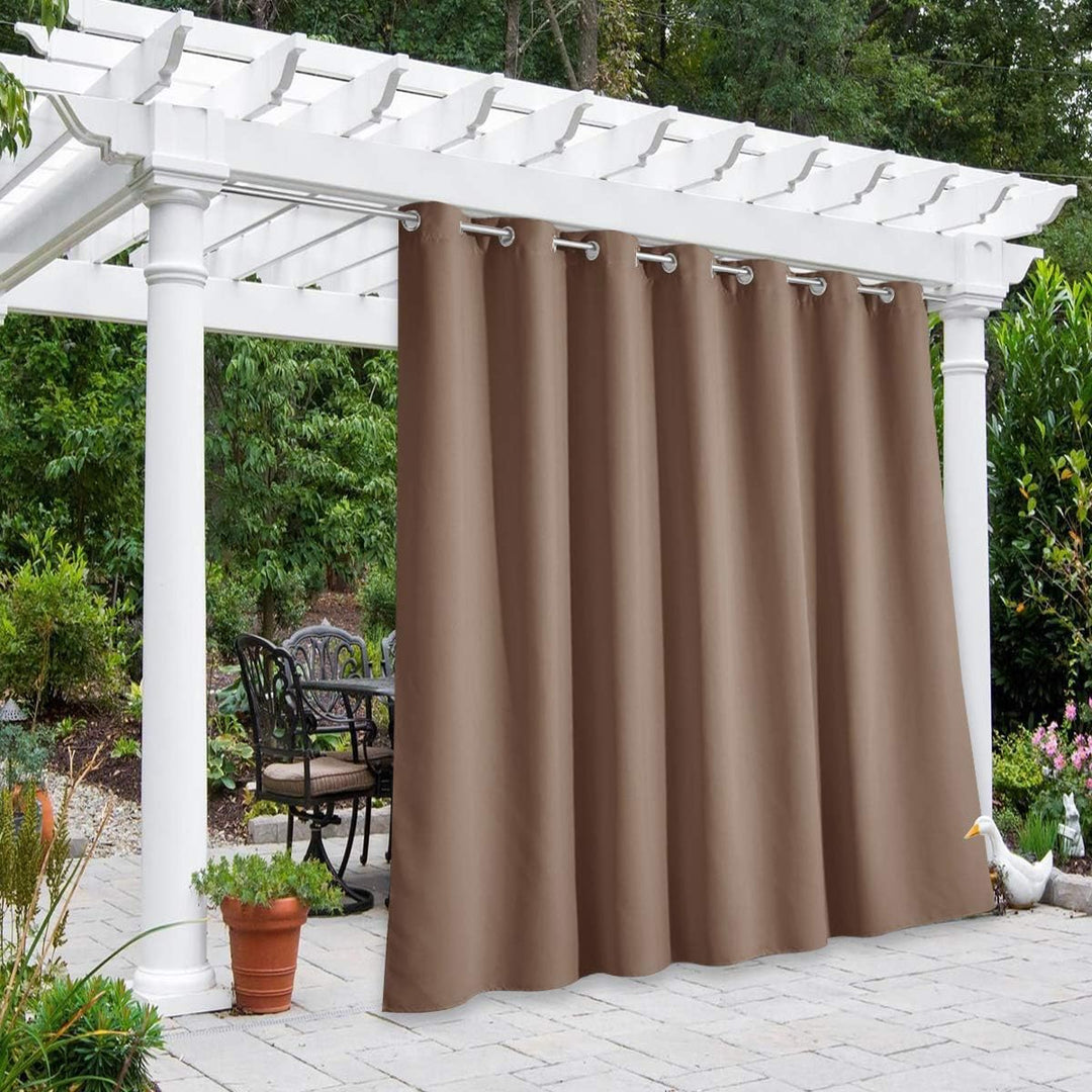 Cappuccino 100 x 96 inch waterproof outdoor grommet curtain, one panel