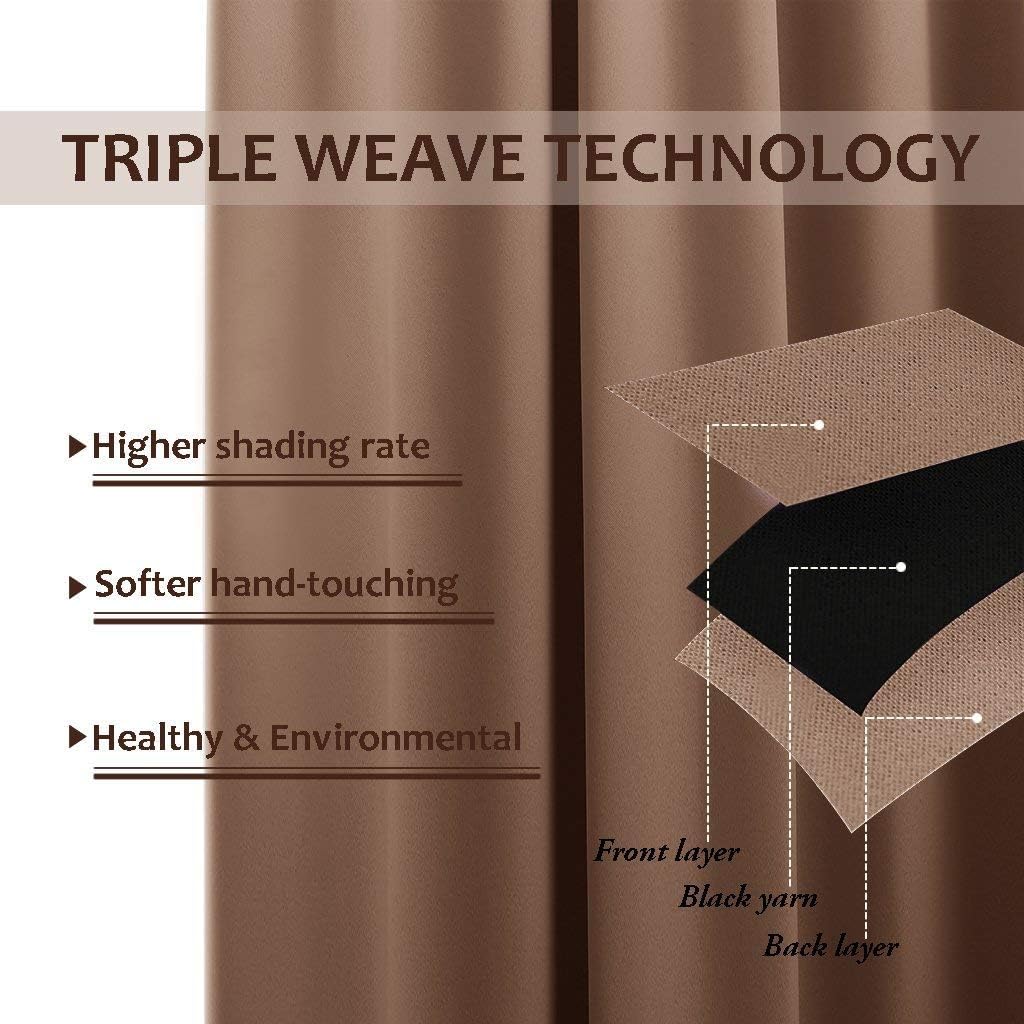Triple-weave cappuccino outdoor curtain fabric detail