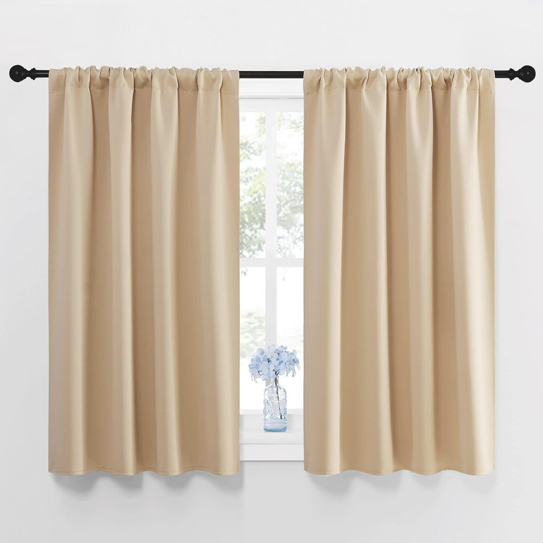 Biscotti Beige 42 x 45 inch rod-pocket blackout curtain pair