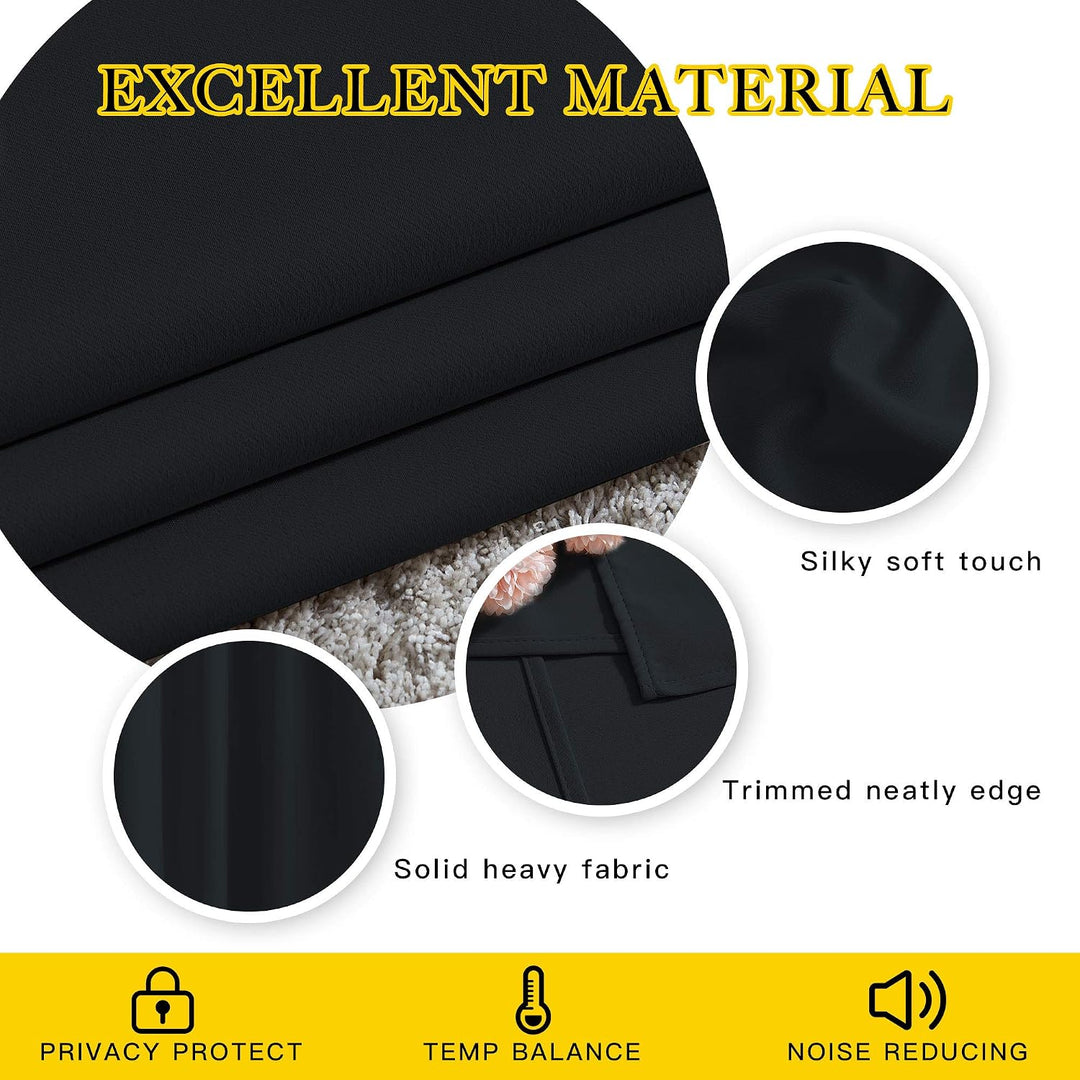 Black curtain fabric texture and finished edge