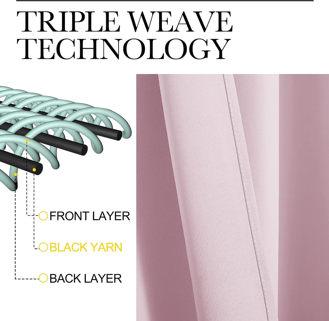 Triple-weave baby pink curtain fabric detail