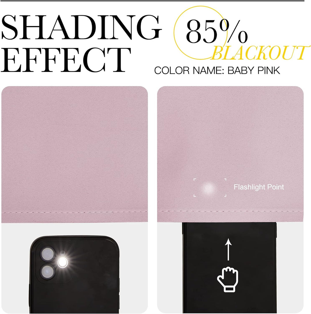 Baby pink curtain light-reduction demonstration