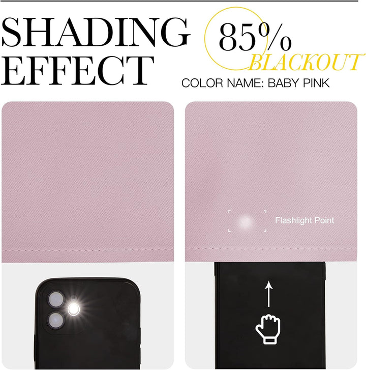 Baby pink curtain light-reduction demonstration