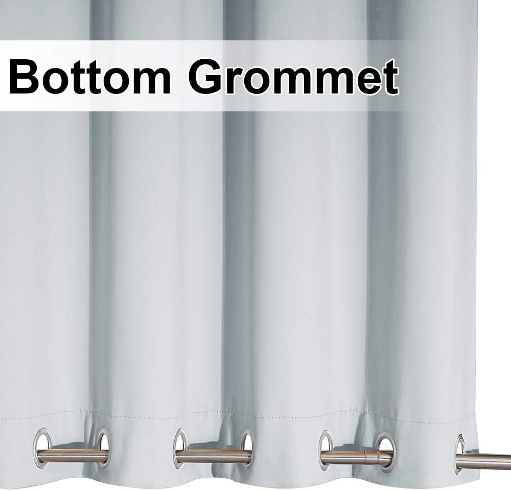 Greyish white outdoor curtain bottom grommets