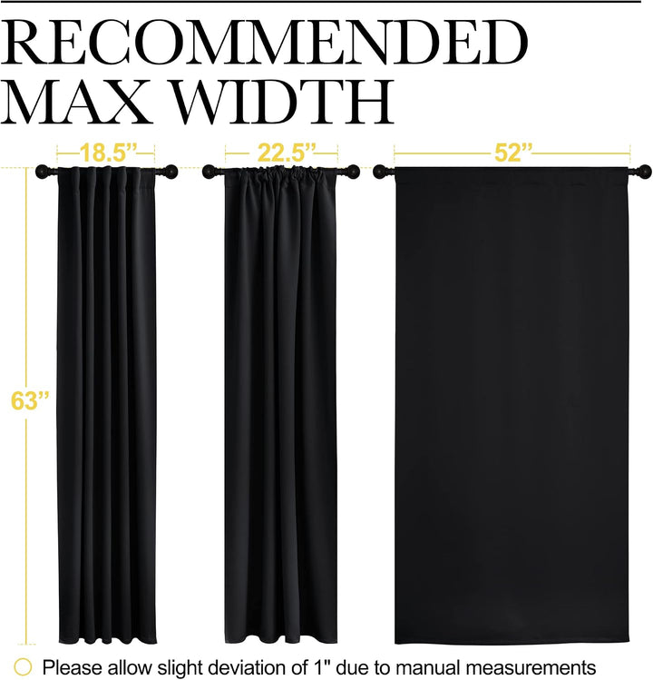 Black curtain 52 by 63 inch dimensions