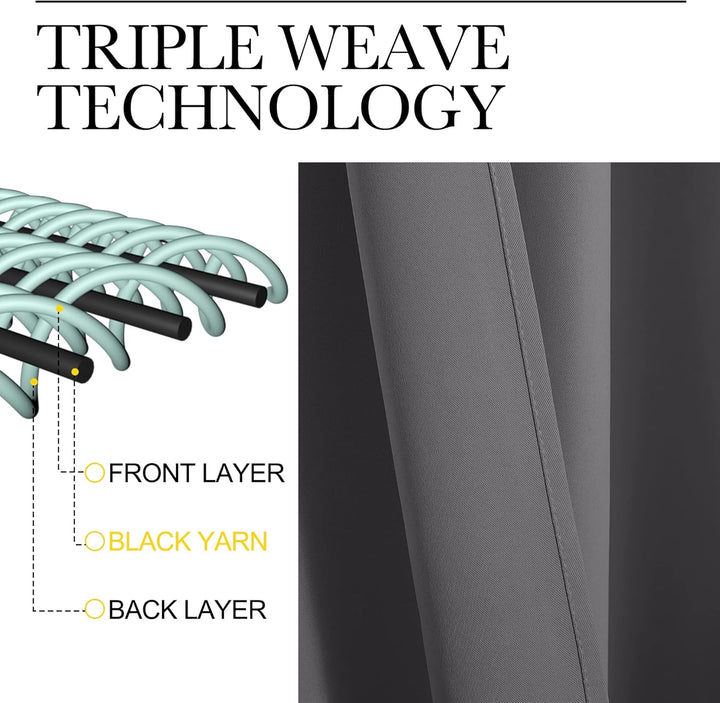 Triple-weave grey curtain fabric detail