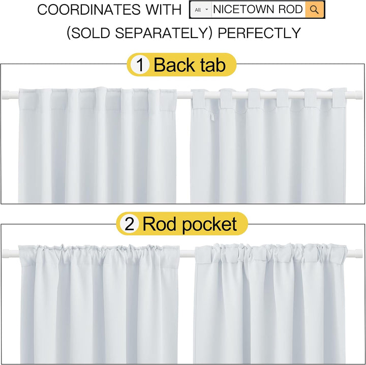 Back-tab and rod-pocket hanging options close-up