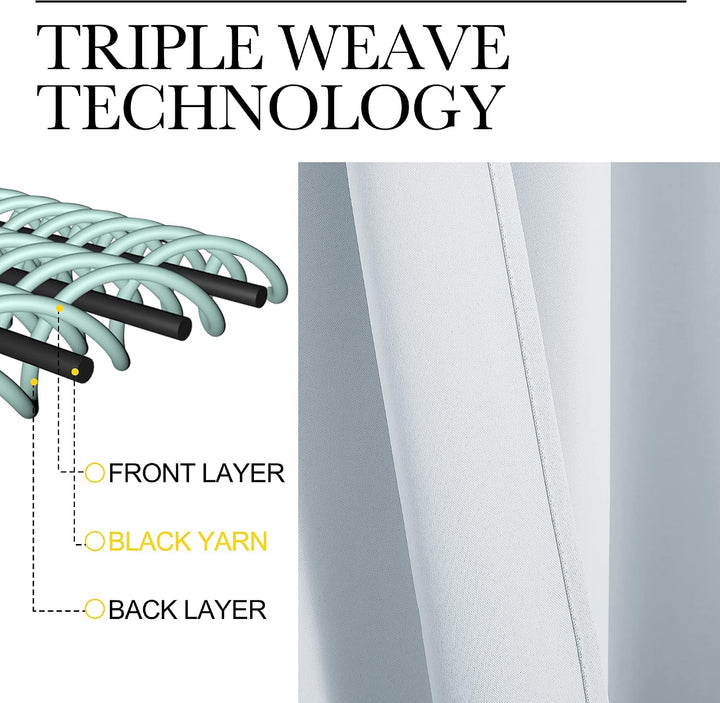 Greyish white triple-weave curtain construction