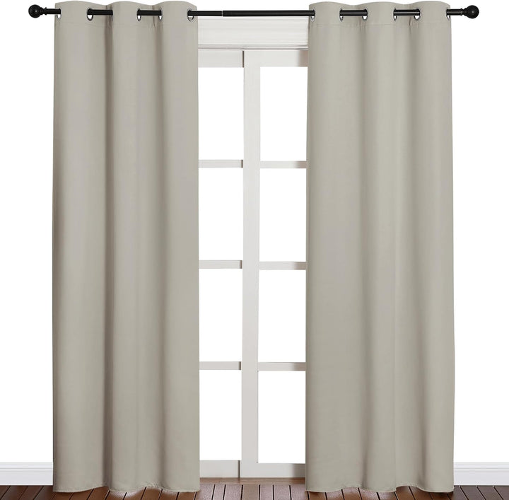 Natural curtain panels in a second room view