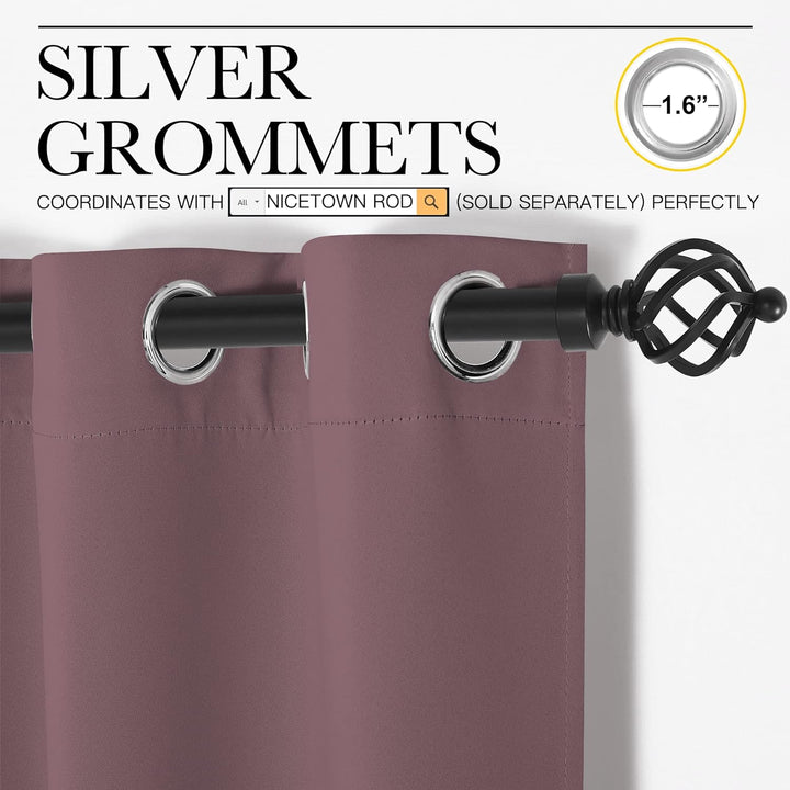 Dry rose curtain silver grommet close-up