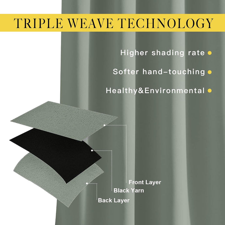 Sage green triple-weave curtain fabric