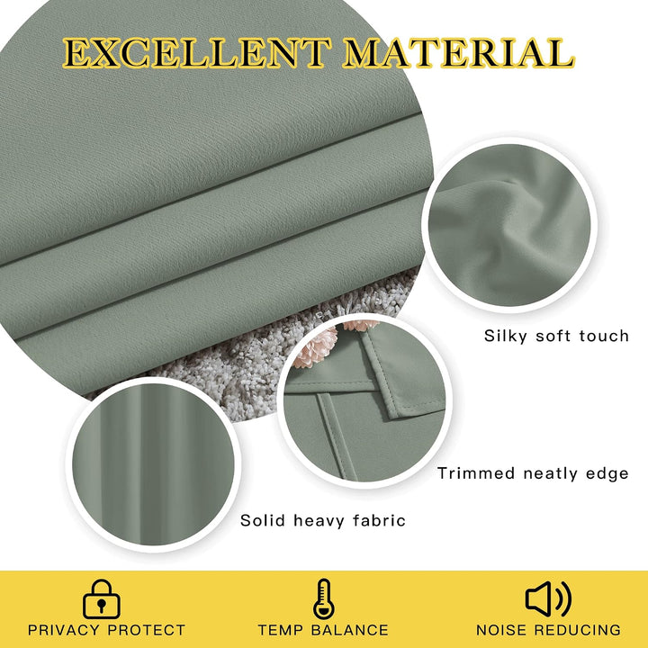 Sage green curtain fabric and finishing