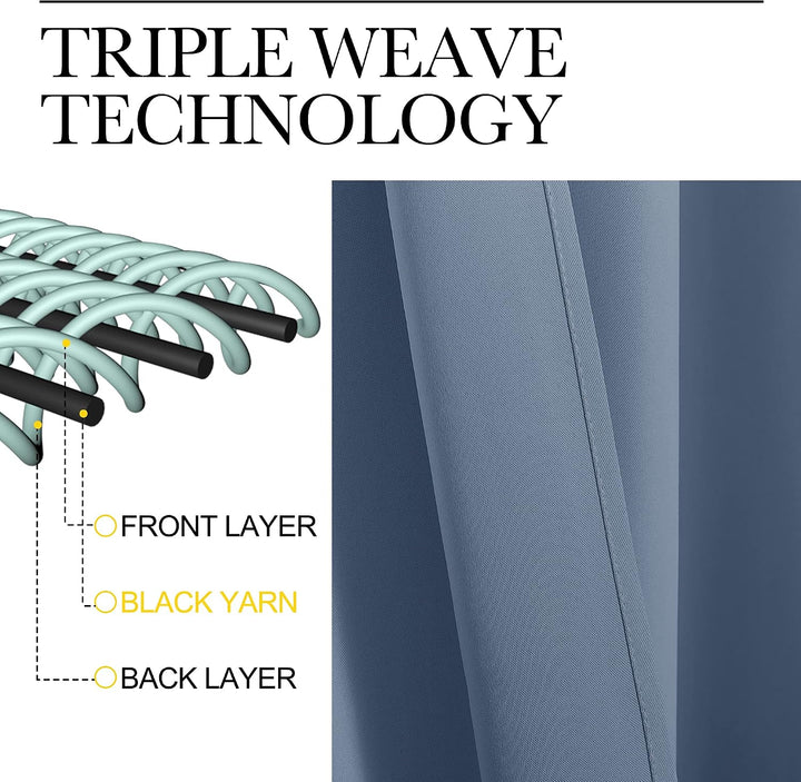 Stone blue triple-weave curtain material