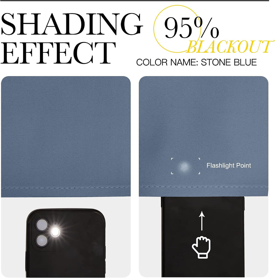 Stone blue curtain light-blocking comparison