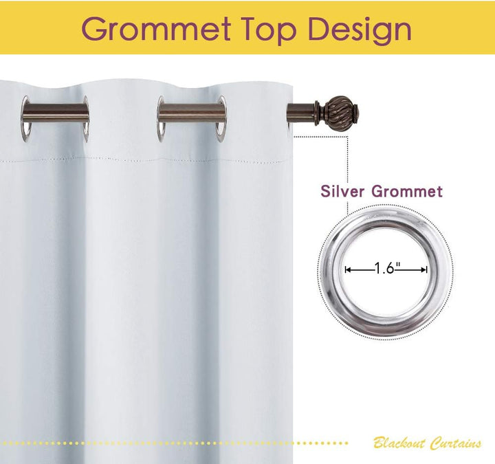 Greyish white curtain silver grommet detail