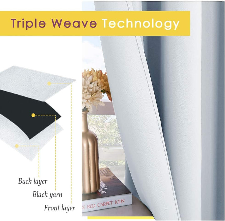 Greyish white triple-weave curtain fabric
