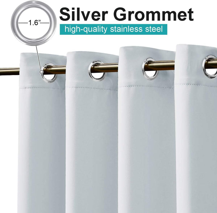 Greyish White outdoor curtain rust-resistant silver grommets