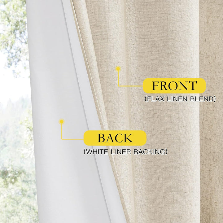 Beige curtain front fabric and white blackout liner