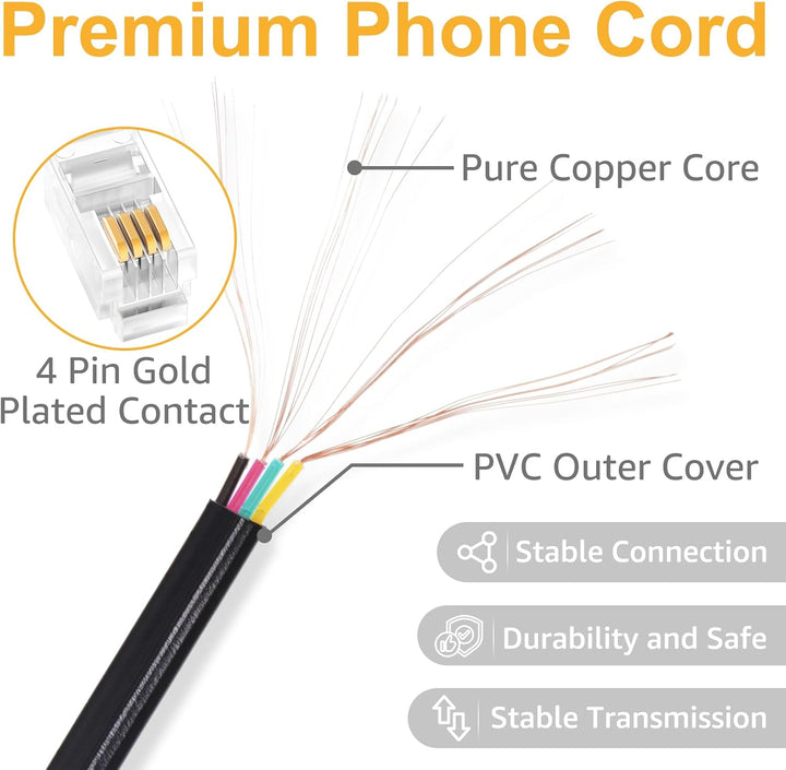 Black RJ9 handset cord detail 2