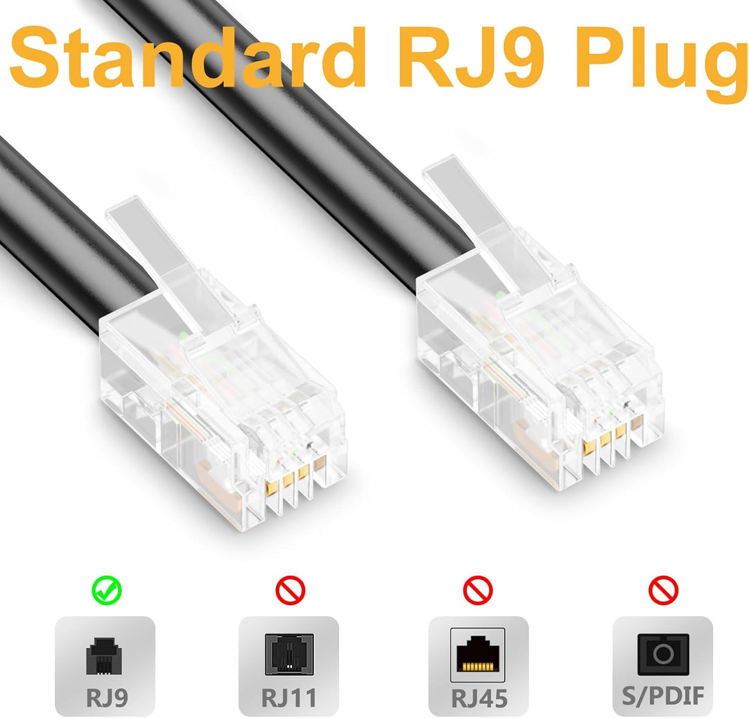 Black RJ9 handset cord detail 3