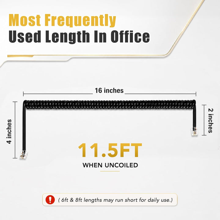 Black RJ9 handset cord detail 3