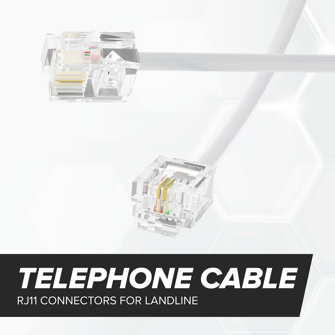 White 100-foot two-wire RJ11 cable detail 2