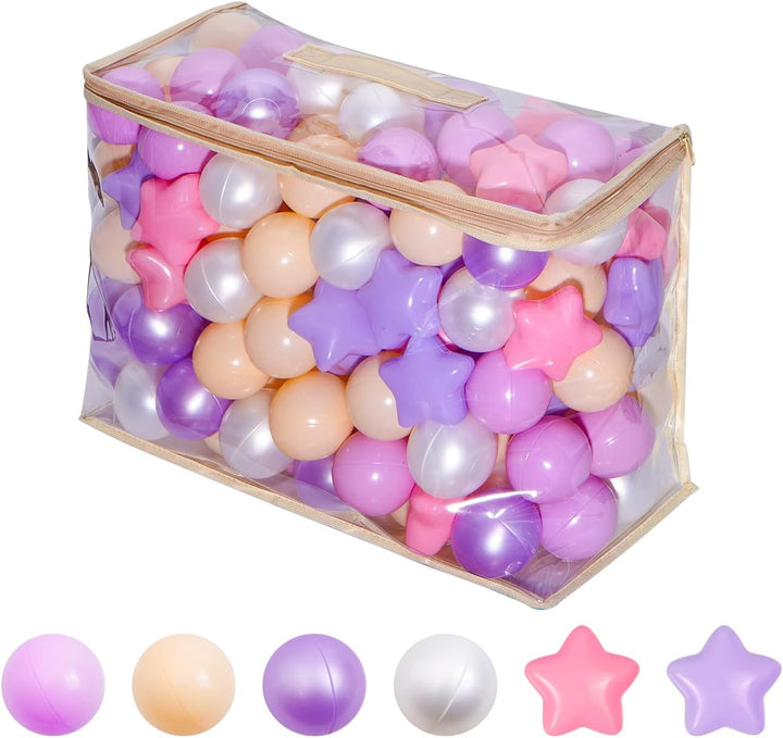 Pastel star and round ball pit balls, view 2