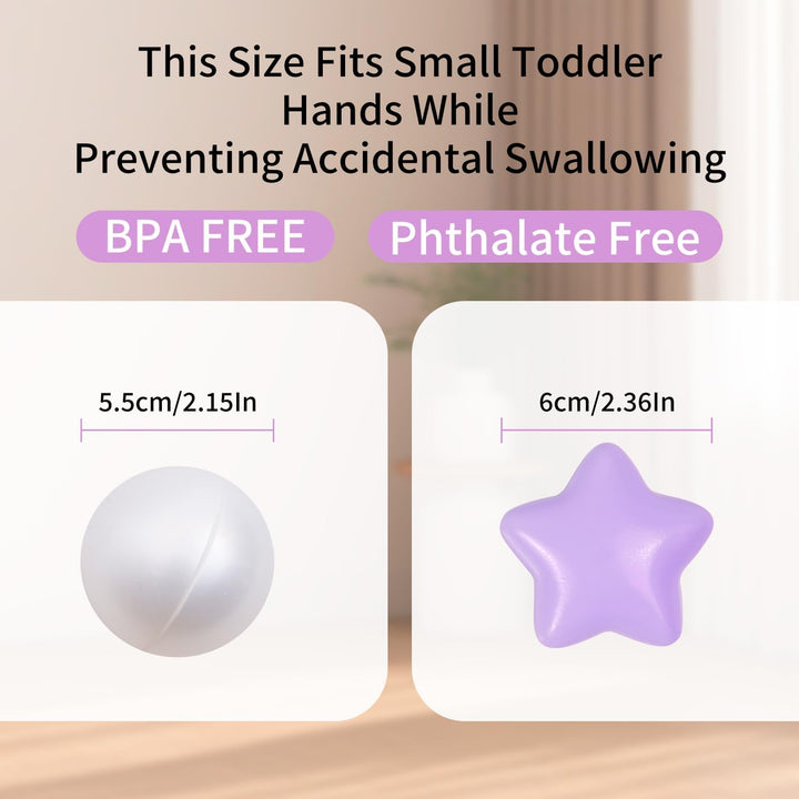 Pastel star and round ball pit balls, view 3