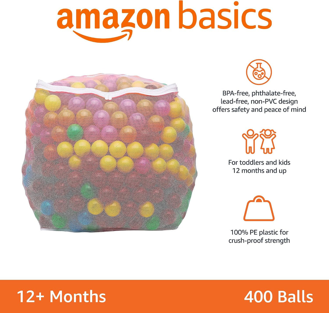 400 bright-colour ball pit balls with mesh bag, view 2