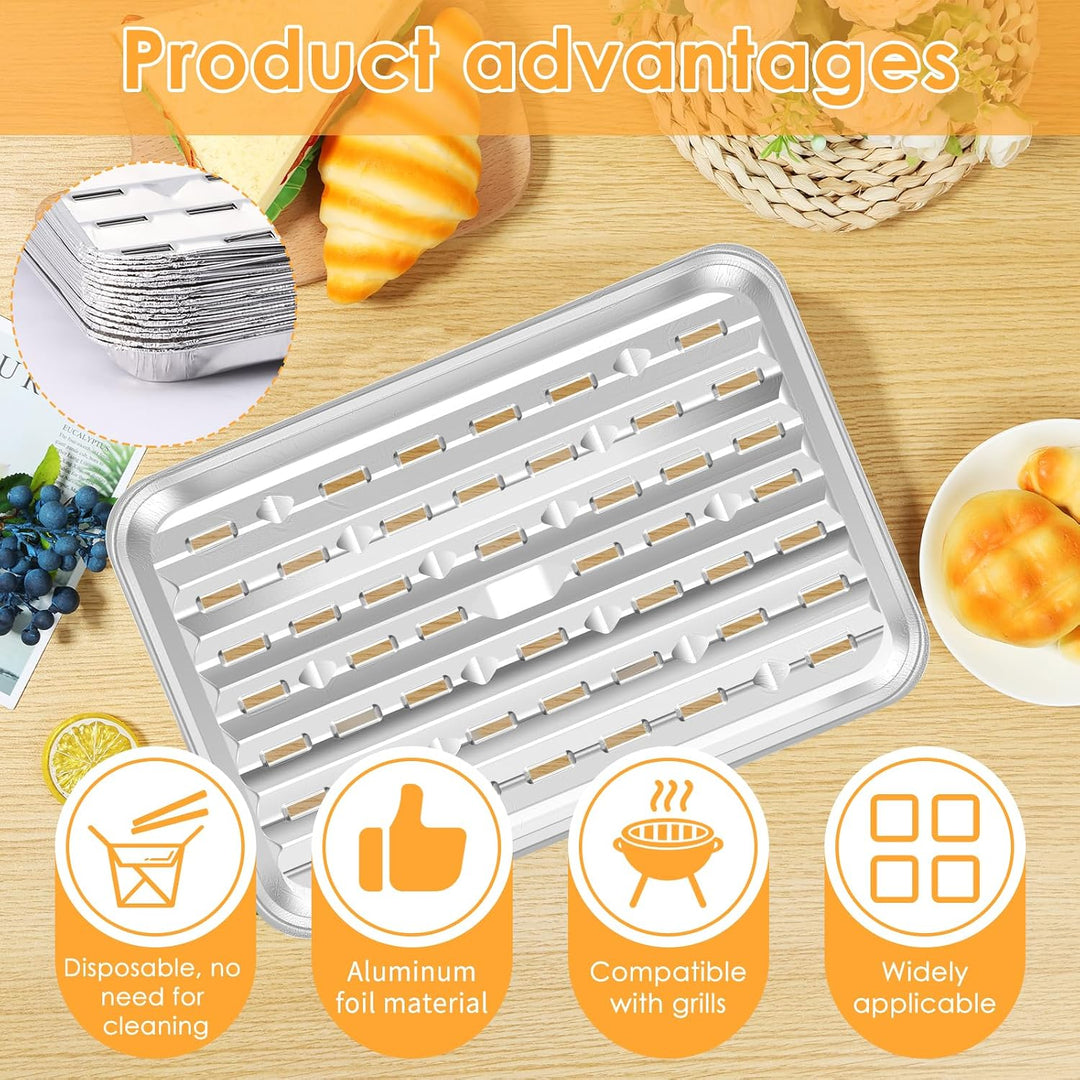 20 disposable perforated aluminum grill pans, view 3
