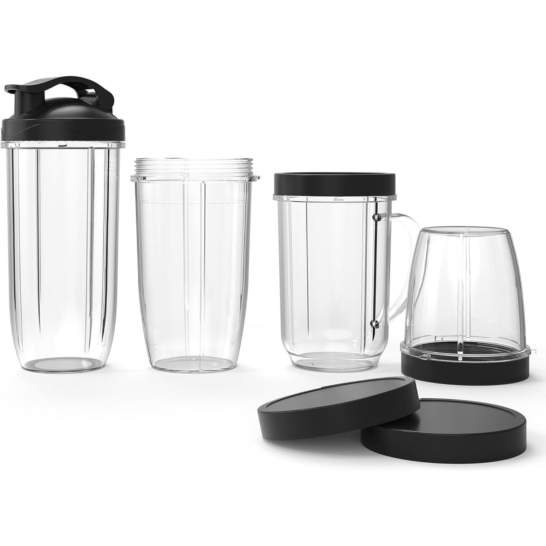 Four replacement blender cups with black lids for Ganiza GB10 and GB06