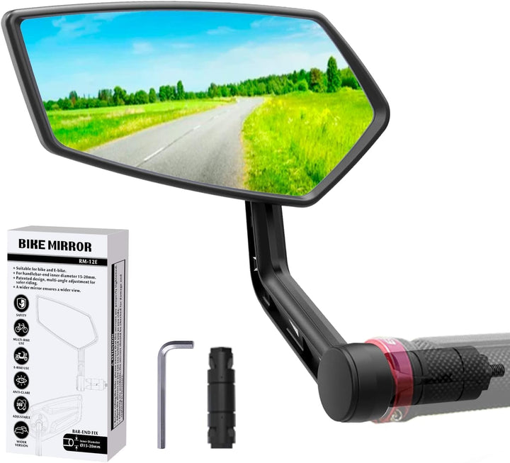 Left-side adjustable bar-end bicycle mirror, view 1